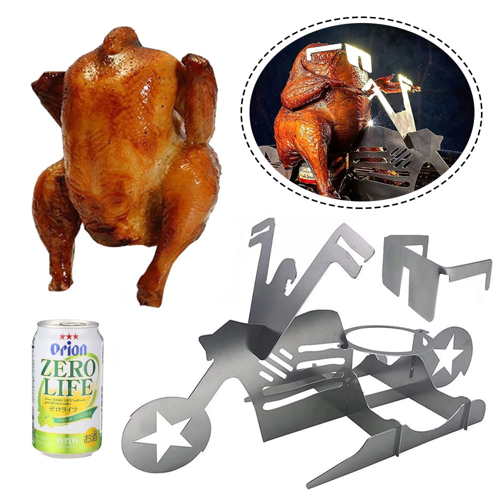 SNNROO Beer Can Chicken Stand for Grill, Motorcycle BBQ Portable