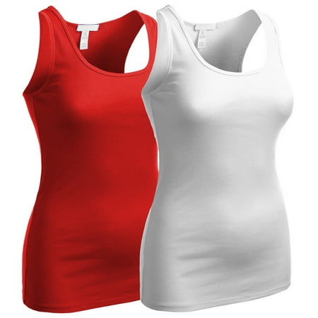 Essential Basic Women's Active Racerback Ribbed Tank Top Shirt - Junior and Plus Sizes