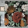 thumbnail image 2 of Boho Floral Shower Curtain, Pretty Vintage Bohemian Flower Botanical Leaves Fabric Shower Curtains Set for Bathroom Decoration with Hooks 72 X 72 inch Black Dark Bath Decor, 2 of 6