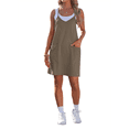 thumbnail image 2 of Robe d'Été pour Femmes 2025 Sans Manches Décontractée Mini Robe à Bretelles Spaghetti Robes Courtes avec Poches Kaki P, 2 of 7