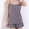 thumbnail image 4 of SAZBJOJN PJ Sets for Women Summer Thin Spaghetti Strap Tank Top & Soft Shorts Womens Pajamas Casual Lightweight Pajamas for Women Set Solid Color Round Neck Pajamas Gray Size One Size, 4 of 4