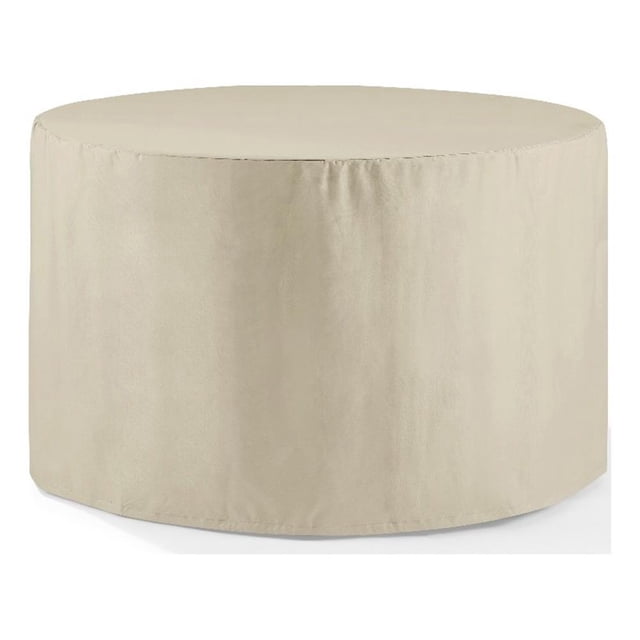 Afuera Living Table à Manger d'Extérieur Ronde Traditionnelle en Vinyle, Couleur Beige