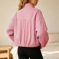 thumbnail image 5 of Norvella Womens Funnel Neck Jacket Gingham Print Hidden Zip Front Long Sleeve Side Pockets Relaxed Fit Casual Bomber Coat, 5 of 9