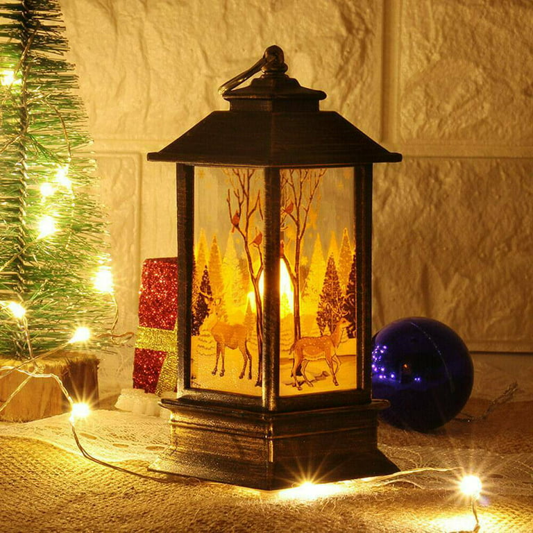 Vintage Christmas Led Lantern Battery Operated Santa Claus Snowman Pendant  Lamp For Xmas Home Party Table Decoration