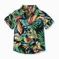 thumbnail image 5 of CAUYDY Boys Hawaiian Shirt Short Sleeve Button Down Shirt Casual Floral Tropical Beach Shirts(L101-Dark Green,12-18 M), 5 of 9