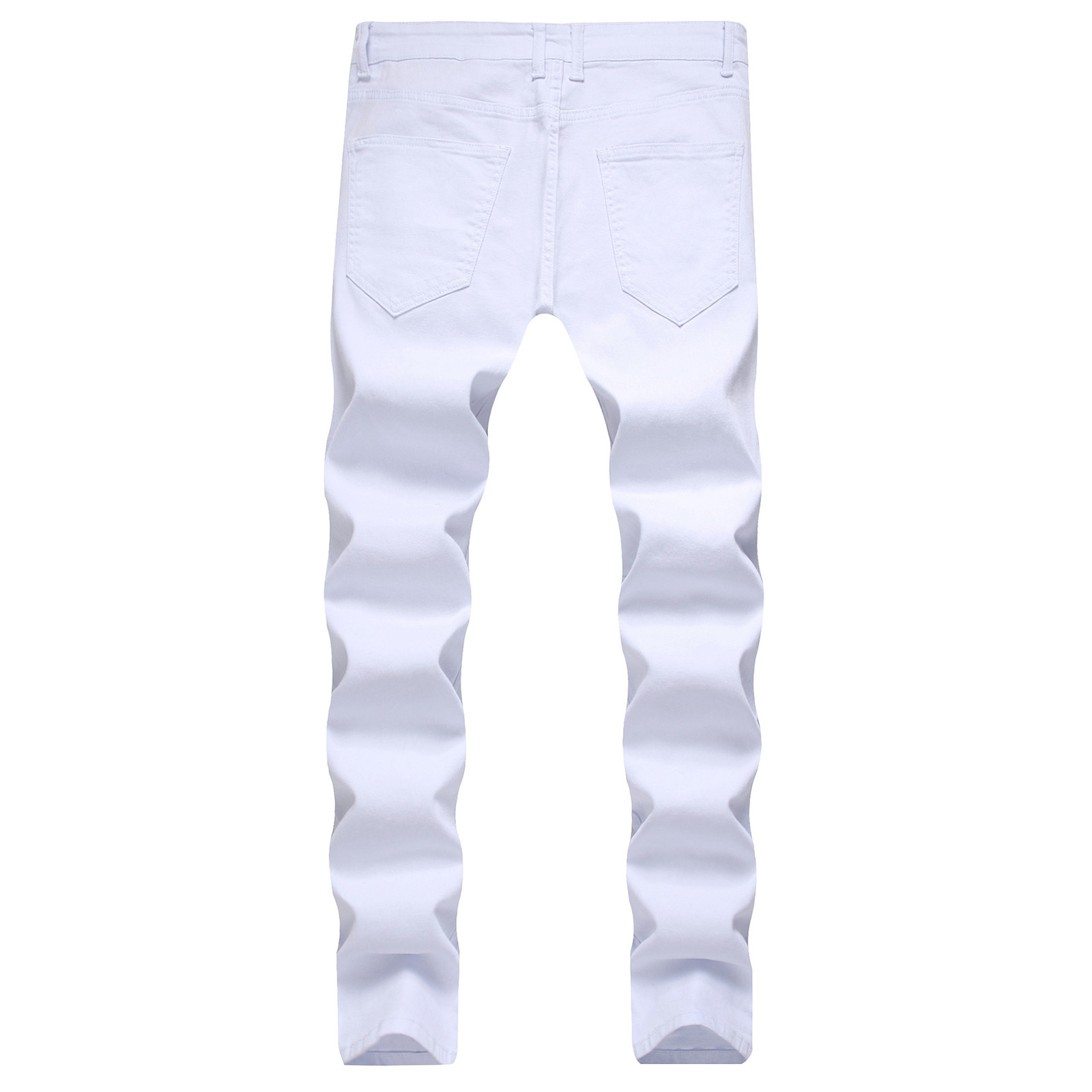Pants for Men's Jeans Newly Slim Ripped Hip-hop Stretch Denim Cargo Pants Motorcycle Capri Trouse Pencil Pants - image 4 of 4