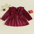 thumbnail image 4 of PENGXIANG Toddler Velvet Dress with Ruffle Long Sleeve and  Neck for Baby Girl, 4 of 9