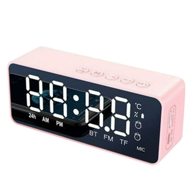 Altavoz Bluetooth InaláMbrico G50 con Despertador FM Mini Tarjeta Pantalla de Temperatura Espejo Audio Rosa