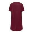 thumbnail image 5 of RQYYD Women's Plus Size Tops Summer Short Sleeve Crewneck Long Tunic Tops Casual Solid Oversized Shirt Blouse to wear with leggings with Pockets(Wine,5XL), 5 of 5