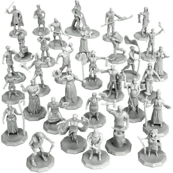 Monster Townsfolk Mini Fantasy Figures Non Player Characters NPC - 32 Unique Miniatures - Nobility, Merchants, Peasants, Entertainers - Compatible w DND Dungeons Dragons Pathfinder RPG Games