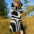 thumbnail image 2 of Palm Springs Robe Rétro Moderne Mi-Siècle Motif Abstrait en Nœud Cœur Robe Évasée Design Mode Grande Taille Robe Ample, 2 of 4