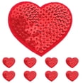 thumbnail image 1 of Red Heart Sequin Applique Patches with Adhesive for Clothes Bags Hats Decorative Polyester Embroidery 10 Pcs, 1 of 9