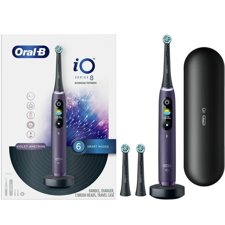 Oral-B iO Series 8 Electric Toothbrush with 3 Brush Heads, Violet Ametrine