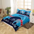 thumbnail image 3 of Erosebridal Ball Duvet Cover for Youth,Football Bedding Set Queen American Football Lovers Comforter Cover for Football Fan,Ball Game Bed Sets with 2 Pillowcases,(Nashville),Blue Black, 3 of 5