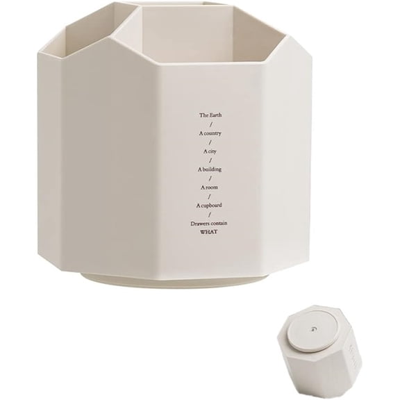 Spinning Desktop Stationery Organizer Decorative Plastic Rotating Pen and Pencil Cup 5 Compartment Desk and Table Top Office Supplies