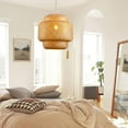 thumbnail image 4 of ZXNYH Rattan Pendant Lights, Large Wicker Chandelier Hand-Woven Boho Pendant Light Rattan Basket Hanging Light for Dining Room Kitchen Island Living Room, 4 of 7