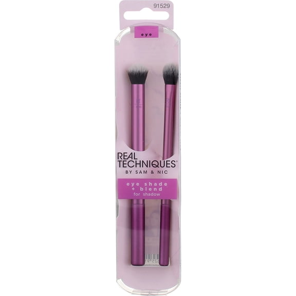Real Techniques Eye Shade & Blend Makeup Brush Trio, For Layering Powder Shadows Evenly, Shaping & Grooming Brows, Defined Makeup Look, 3 Count