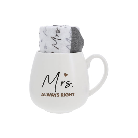 Pavilion Gift Company - Mrs. Always Right - 15.5 oz Mug and Sock Set