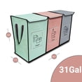 thumbnail image 3 of - Recycling Organizer Reusable Bags Sorter Trash Sorting Bins 3 Compartment Recycle Pack Of 3 With Lid, 3 of 7