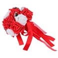 thumbnail image 4 of Ramo de novia de PE con flores artificiales para boda, escenario, oficina, decoración del hogar, color rojo brillante, 4 of 14