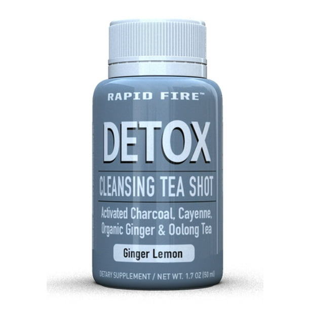Rapid Fire Detox Cleansing Tea Shot Activated Charcoal Ginger Lemon Flavor 1 7 Oz 7 Count Walmart Com Walmart Com