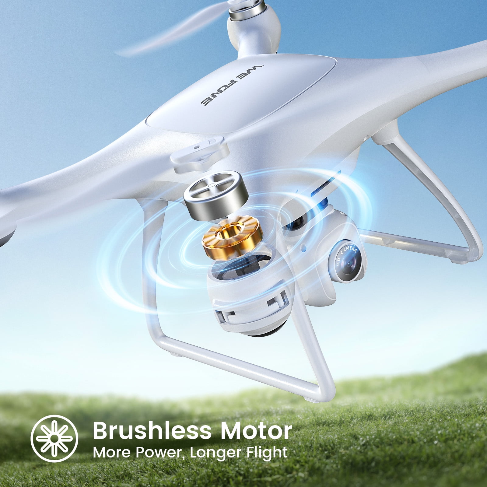 Wefone WF22 Drone with Camera Lightweight Beginner-Friendly Quadcopter Featuring Optical Flow Stabilization, Extended Flight with 2 Batteries, White