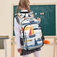 thumbnail image 7 of FORMRS Unisex School Backpack 17" Student Travel Bag with Laptop Compartment, Orange Hand Drawn Sailboats, 7 of 7