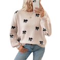 thumbnail image 3 of Women's Y2K Sweater Cozy Fall Sweaters Knit Crewneck Long Sleeve Drop Shoulder Pullovers Khaki M, 3 of 10