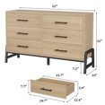 thumbnail image 2 of 6 Drawer Dresser for Bedroom – 52" Wide Large Storage Chest, Freestanding Wooden Closet Storage Cabinet with Polished Natural Oak Finish, 2 of 6