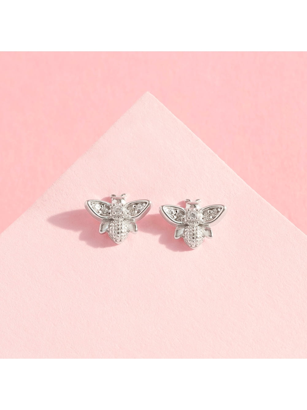 CZ Bee Kids / Children's / Girls Earrings Screw Back - Sterling Silver