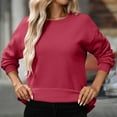 thumbnail image 4 of Mlzmgr Sweatshirts for Women Long Sleeve Crew Neck Casual Sports Womens Athletic Tops with Pockets Daily Wear Solid Color, 4 of 8