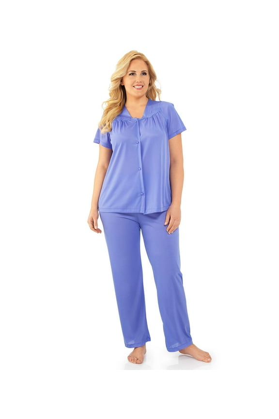 Nylon Tricot Short Sleeve Matching Pajama Set 90107