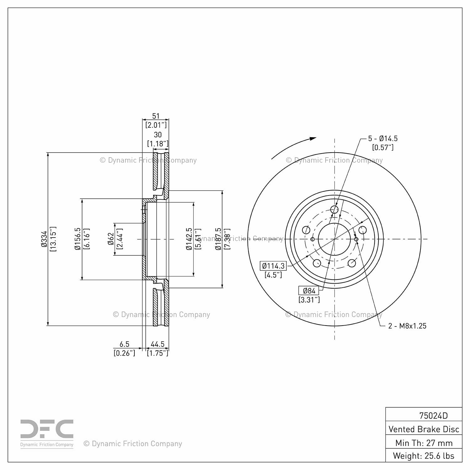Front Right Dynamic Friction Company GEOSPEC Coated Brake Rotor 604-75024D (1) For 2007-2011 Lexus GS350