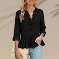thumbnail image 6 of Womens Tops V Neck Long Sleeve Blouse Women‘s Ruffled Top Collar Blouses Cotton V Neck Work Business Outfits, 6 of 6
