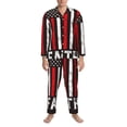 thumbnail image 3 of Daiia USA Flag Cross for Men's Long-Sleeved Pajama Set – Soft & Comfortable Sleepwear Button-Up Pajamas Cozy Lounge Wear-Large, 3 of 7