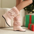 thumbnail image 2 of Women's Boot Furry Fluffy Short Snow Boot Mid-Calf Boots Warm Comfortable Outdoor Flat Shoes,Color:Pink,Size:8, 2 of 8