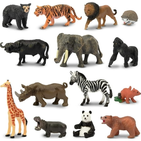 Toymany 14PCS 1-2  Tiny Jungle Animal Figures Toy  Realistic Safari Mini Zoo Animal Figurines Toy Set Birthday Gift for Kids Toddlers price history on PriceWatchPro