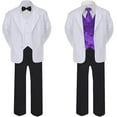 thumbnail image 2 of 6pc Baby Toddler Boy Teen Black Formal Wedding Tuxedo Suits + Satin Necktie S-20, 2 of 3