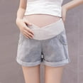 thumbnail image 2 of Bovxnpu Maternity Clothes For Women, Women's Maternity Denim Shorts Over The Belly Jean Shorts, Women's Pregnant Denim Shorts Woman Plus Size Breathable High Waist Support Pregnancy Pants L, 2 of 6