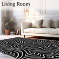 thumbnail image 2 of ODIKA 4'x6' Machine Washable Non-Slip Area Rug, Elegant Swirl Abstract Contemporary Medallion Accent Sevilla High Traffic Rug, Black, 580029, 2 of 7