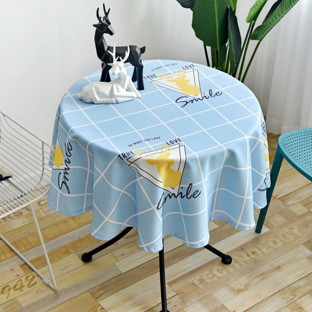 Nordic Style Round Long Tablecloth Simple Waterproof Restaurant Hotel Household Round Dining Table Tablecloth Printing
