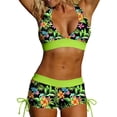 thumbnail image 2 of Mifsaly Womens Bathing Suits Tankinis Halter Neck Floral Print 2 Piece Athletic Swimsuits with Adjustable Side Tie Swim Shorts Surfing Pool Beach Party Swimwear XL, 2 of 9