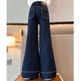 thumbnail image 4 of XIMIN Kid Girls Baggy Flared Jeans High-Waisted Wide-Legged Versatile and Thin Draping Drag Pants Elastic Waist Solid Streetwear Casual Denim Pants Straight Leg Loose Fit Trousers, 4 of 8