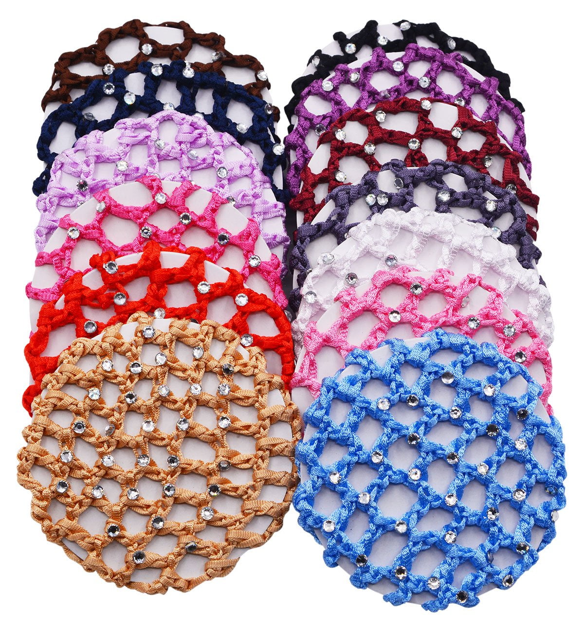 11Pcs Lady Handmade Knit Mesh Bun Cover Snood Hair Net Hair Accessories For Ballet Dance Skating