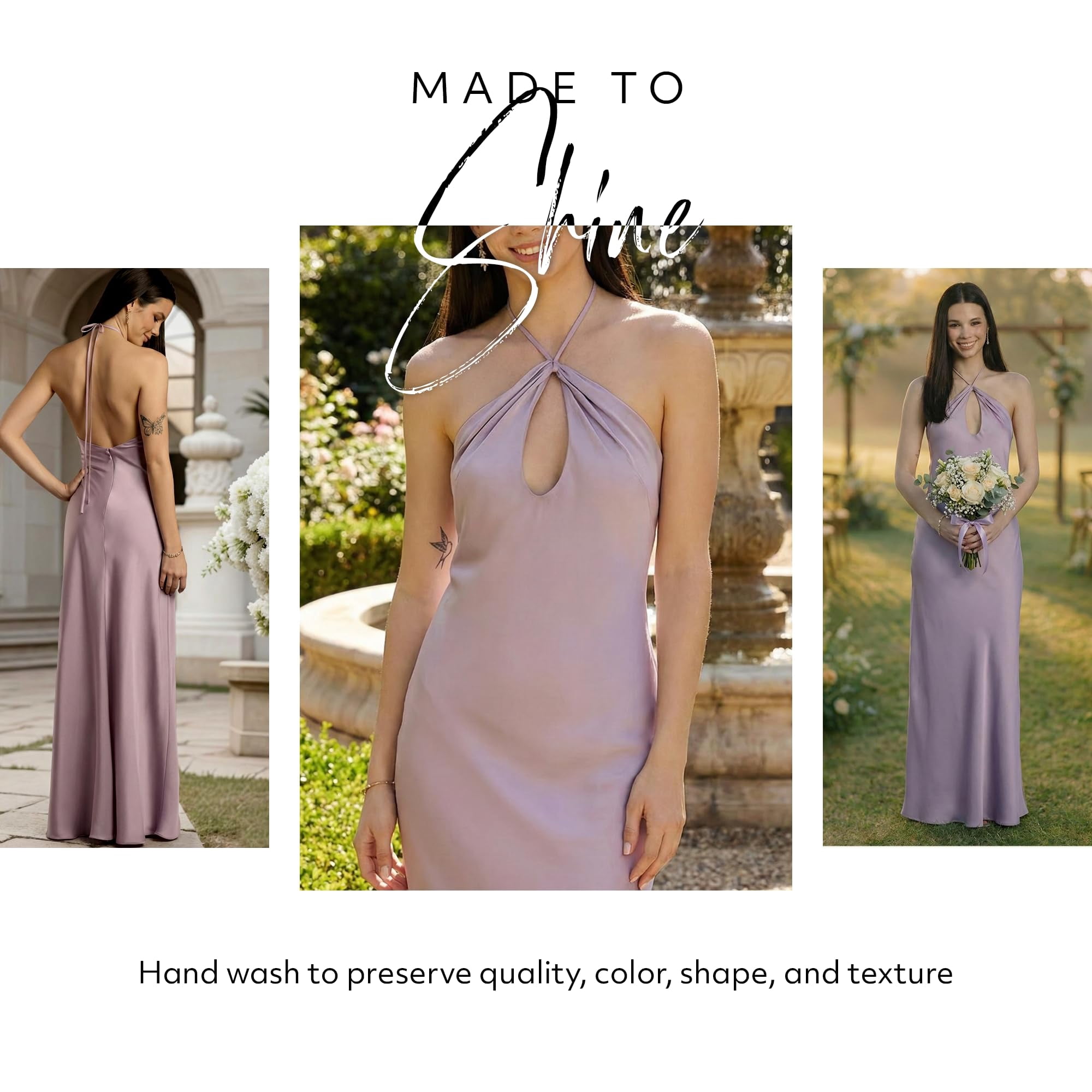 Kirablend Liora Charmeuse Keyhole Halter Maxi Sheath Dress