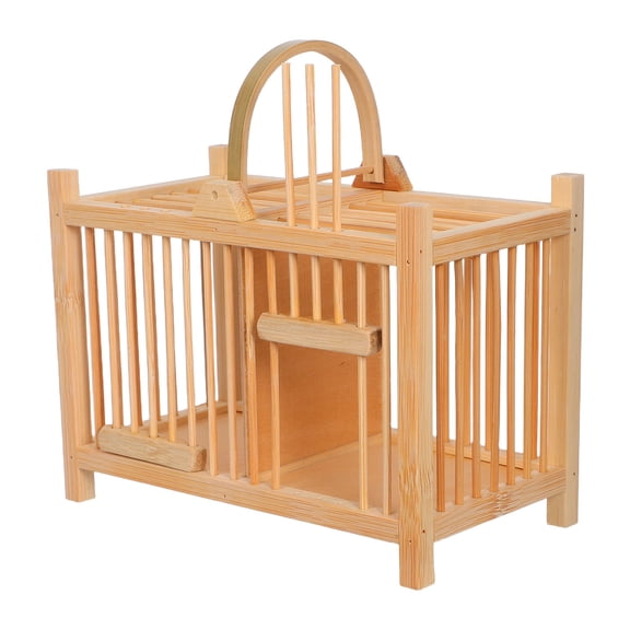 OUNONA Light Yellow Wooden Pet Cage for Small Animals Multiuse Travel Habitat