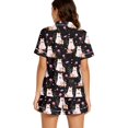 thumbnail image 3 of Cute Halloween Pjs Set for Women Lovely Ghost Pumpkin Printed Collar Short Sleeve Shirt With Elastic Shorts Smooth Milk Silk 2 Piece Set Halloween Party Loungewear Gift, 3 of 6