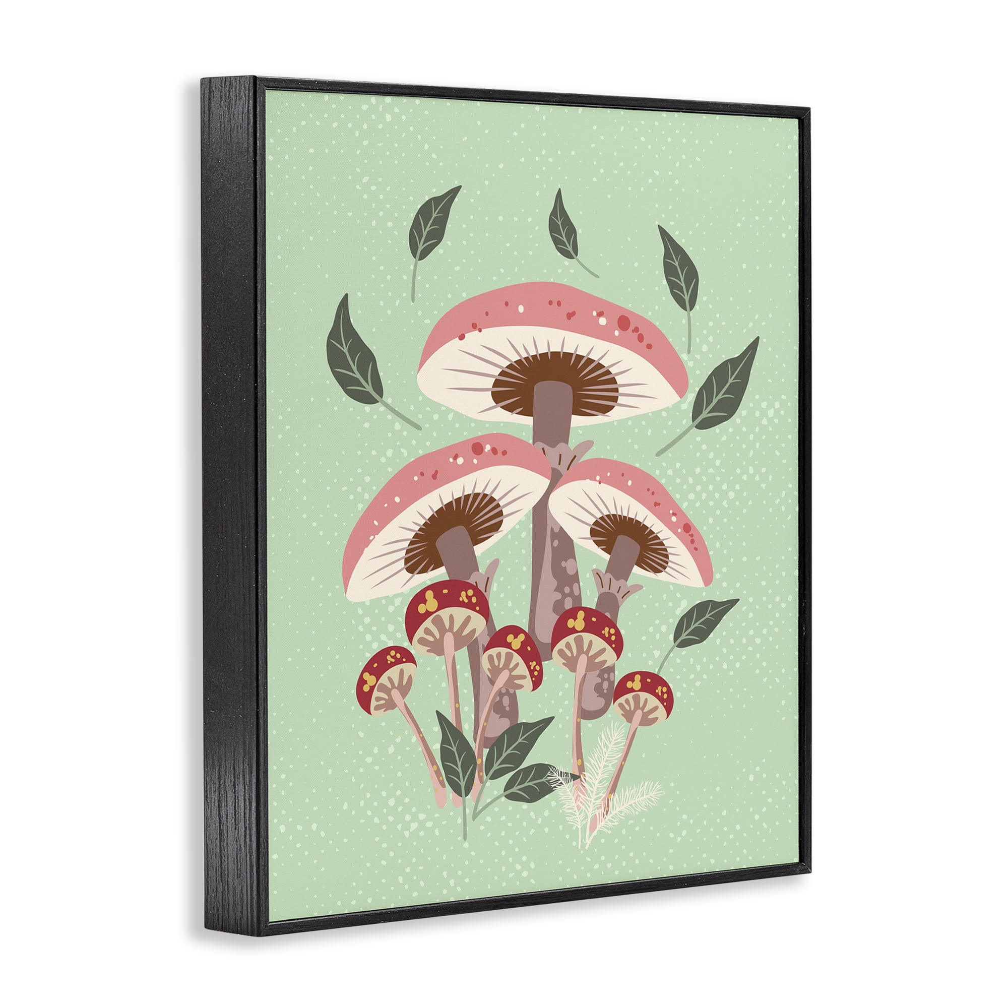 Stupell Industries Mushrooms & Falling Leaves Botanical & Floral Painting Black Framed Art Print Wall Art, 11 x 14