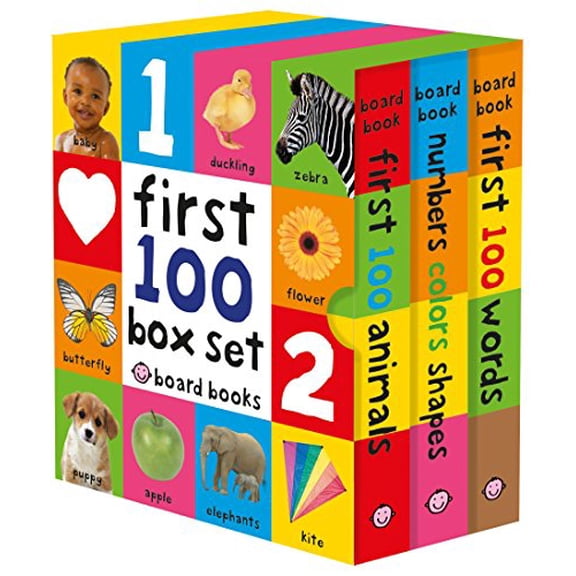 Pre-Owned First 100 Board Book Box Set (3 books): First 100 Words, Numbers Colors Shapes, and First 100 Animals, 9780312521066, 0312521065, Paperback,