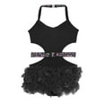 thumbnail image 4 of Doomiva Kids Girls Rhinestone Sleeveless Ballet Skirted Bodysuit Feather Jazz Latin Dance Leotard Performance Dancewear Black 8, 4 of 5